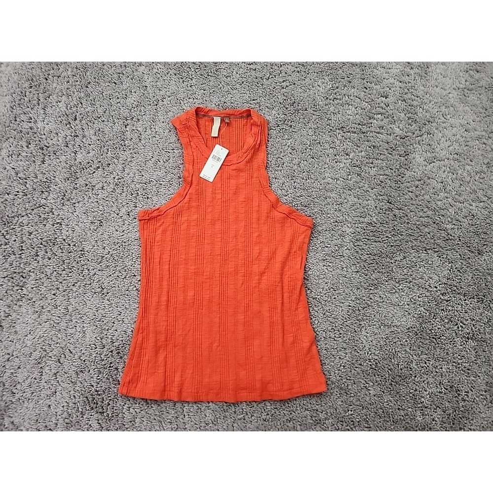 Pilcro Anthropologie Tank Top Womens S Verm Racerback Raw Edge Trim Ribbed NEW
